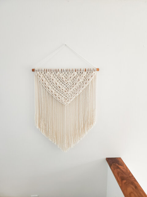 Macrame Woven Wall Hanging, Beige Boho Decor, Handmade Cotton Art - image 1