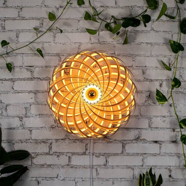 Wall Decor Art Light. Hand Made Wooden Lamp From Germany. Oliv-Ash Wood - image 1