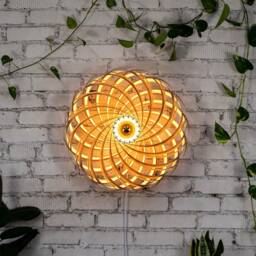 Wall Decor Art Light. Hand Made Wooden Lamp From Germany. Oliv-Ash Wood - thumbnail 1