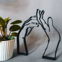 Intertwined Hands - Line Art 3D Print Modern Decoration For Your Home Gift Idea Girlfriend - thumbnail 3