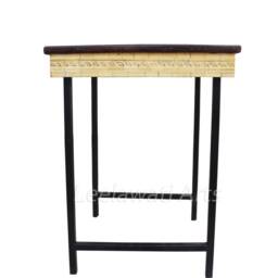 Handmade Inlay Coffee Table Modern Floral Design, Black Iron Legs - thumbnail 4