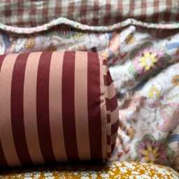 Velvet Bolster Cushion in Bougie - thumbnail 2