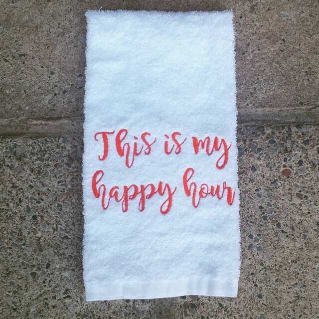 This Is My Happy Hour Embroidered Sweat Towel Gym Sports Towel - image 1