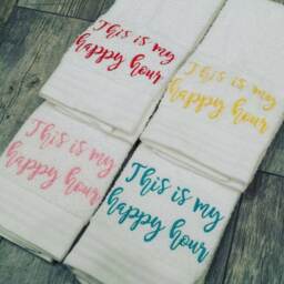 This Is My Happy Hour Embroidered Sweat Towel Gym Sports Towel - thumbnail 2