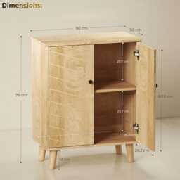 Vintage Storage Cabinet Sideboard Cupboard With Double Chevron Doors & Wood Legs - thumbnail 4