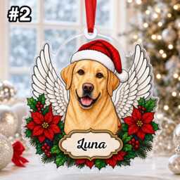 Custom Name Dog Angel Wings Ornament, Christmas Tree Car Hanging Decor, Flat 2D Ornament Acrylic Wooden Lover Memorial Keepsake 2026 - thumbnail 3