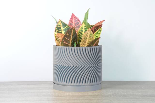 "Parisian Planter With Drainage & Saucer in Gray, Modern & Unique 3D-Printed Plant Pot, Small To Large Sizes 4"" 5"" 6"" 7"" 8" - image 1