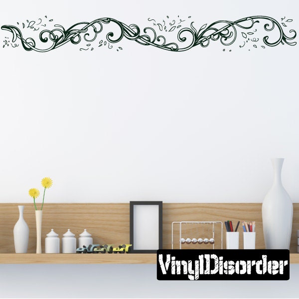 Floral Frame Wall Decal - Fabric Vinyl Removable & Reusable Floralframeuscolor017Et