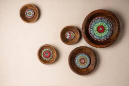 Gallery Wall Set Of 5 - Boho Decor Handmade Ceramic & Mosaic Tile Art Made To Order Deep Framed