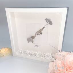 Baby Elephant Family Pebble Art Picture Frame New Mum Dad Parents Stone Elephant Rock People Christening Gift UK - thumbnail 3