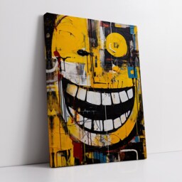 Happy Face Graffiti Character Abstract Modern Oil Painting Wall Art, Framed Canvas Poster Print, Home Kitchen Office Room Decor, Gifts - thumbnail 2