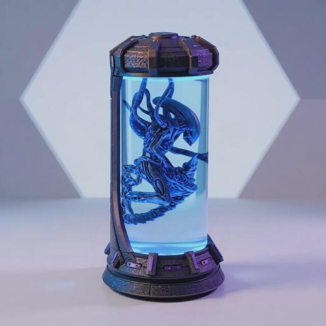 New Xenomorph Alien Resin Night Light, Sci-Fi Horror Led Specimen Tube Lab Lamp, Capsule Decor, Epoxy Art Unique Collector Gift - image 1