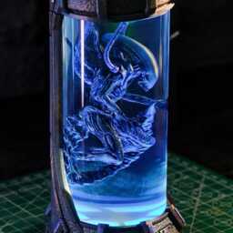 New Xenomorph Alien Resin Night Light, Sci-Fi Horror Led Specimen Tube Lab Lamp, Capsule Decor, Epoxy Art Unique Collector Gift - thumbnail 2