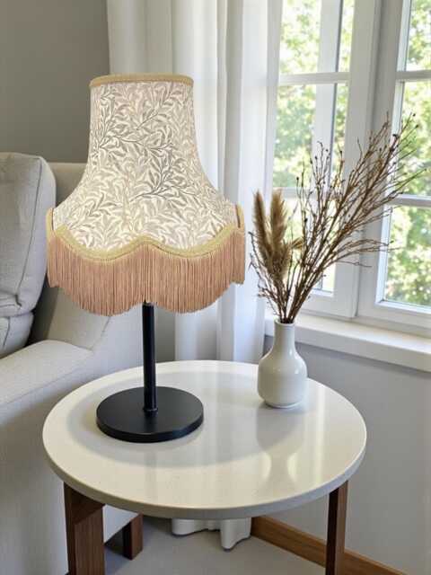 Handmade William Morris Natural Willow Bough Scalloped Lampshade Antique Gold Braid & Fringe, Bespoke British Made - image 1