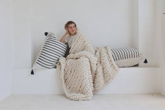 New Jumbo Chenille Chunky Knit Blanket Texture Throw - image 1