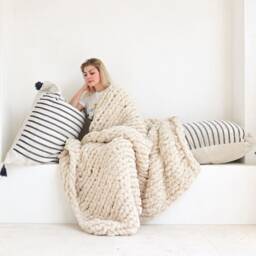 New Jumbo Chenille Chunky Knit Blanket Texture Throw - thumbnail 3