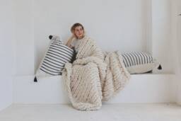 New Jumbo Chenille Chunky Knit Blanket Texture Throw - thumbnail 1