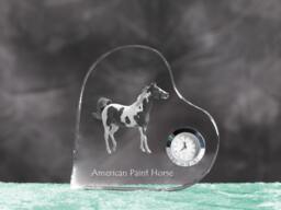American Paint Horse - Crystal Clock in The Shape Of A Heart With Image Pure-Bred Horse - thumbnail 1