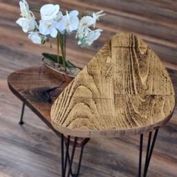 Rustic Leaf Side Table Coffee Christmas Tree Stand Plant Bedside From Wood On Steel Hairpin Legs