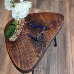 Rustic Leaf Side Table Coffee Christmas Tree Stand Plant Bedside From Wood On Steel Hairpin Legs - thumbnail 3