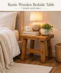 Rustic Wooden Bedside Table - Small Side Farmhouse Nightstand Bedroom Decor Stool Compact Wood - thumbnail 1