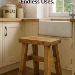 Rustic Wooden Bedside Table - Small Side Farmhouse Nightstand Bedroom Decor Stool Compact Wood - thumbnail 3