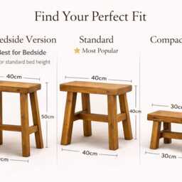 Rustic Wooden Bedside Table - Small Side Farmhouse Nightstand Bedroom Decor Stool Compact Wood - thumbnail 2