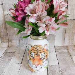 Tiger Decoupage Kilner Jar Safari Vase, Pen Holder - thumbnail 2