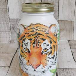 Tiger Decoupage Kilner Jar Safari Vase, Pen Holder - thumbnail 3
