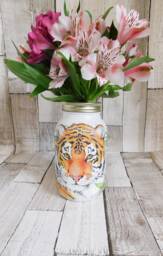 Tiger Decoupage Kilner Jar Safari Vase, Pen Holder - thumbnail 1