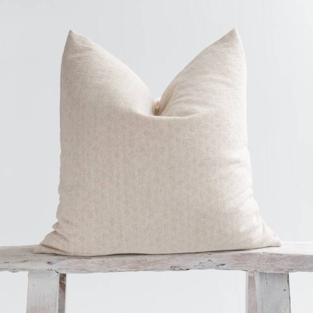 Textured Cotton Linen Pillow Cover, Oatmeal Beige, Bamboo Reverse - image 1