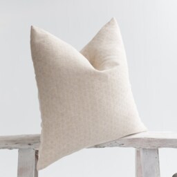 Textured Cotton Linen Pillow Cover, Oatmeal Beige, Bamboo Reverse - thumbnail 3
