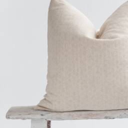 Textured Cotton Linen Pillow Cover, Oatmeal Beige, Bamboo Reverse - thumbnail 2