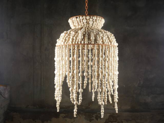 Bohemian Wood Beaded Chandelier - Jelly Fish Design - image 1