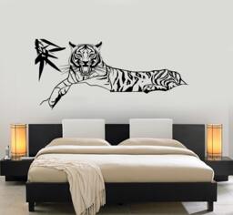 Wall Vinyl Decal Tiger Predator Jungle Nature African Ethnic Mural Art 1462Dz - thumbnail 1