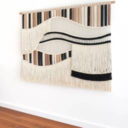 Macrame Wall Hanging, Custom Colors + Size Unique Contemporary Macrame & Woven Art, Personalize Your Fiber Art Tapestry Headboard - Flow - thumbnail 3
