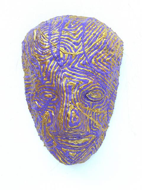 Purple & Gold Mask By Anthony Saldivar - One Of A Kind Wall Art - image 1