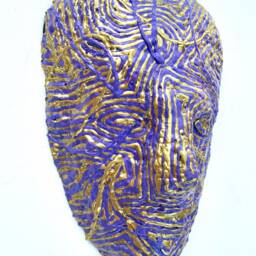 Purple & Gold Mask By Anthony Saldivar - One Of A Kind Wall Art - thumbnail 3