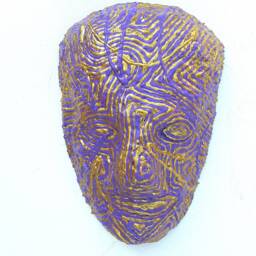 Purple & Gold Mask By Anthony Saldivar - One Of A Kind Wall Art - thumbnail 2
