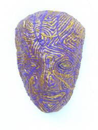 Purple & Gold Mask By Anthony Saldivar - One Of A Kind Wall Art - thumbnail 1