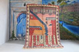 Custom Fabulous Azilal Rug, Authentic Moroccan Rug, Abstract Multicolored Carpet, Handmade Bohemian Rug - thumbnail 1