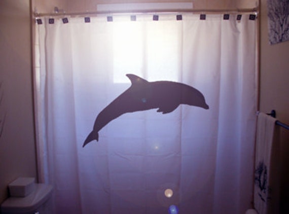 Dolphin Shower Curtain, Marine Life Bathroom Decor, Custom Sizes - image 1