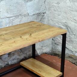 Industrial Office Desk With Pc Shelves - Handmade Reclaimed Wood Storage Rustic Computer Home Furniture - thumbnail 3