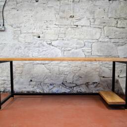 Industrial Office Desk With Pc Shelves - Handmade Reclaimed Wood Storage Rustic Computer Home Furniture - thumbnail 2
