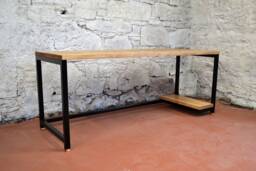 Industrial Office Desk With Pc Shelves - Handmade Reclaimed Wood Storage Rustic Computer Home Furniture