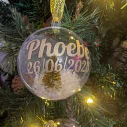 Personalised Glitter Tree Snow Globe Christmas Bauble/Decoration Name Ornament Gift - thumbnail 3