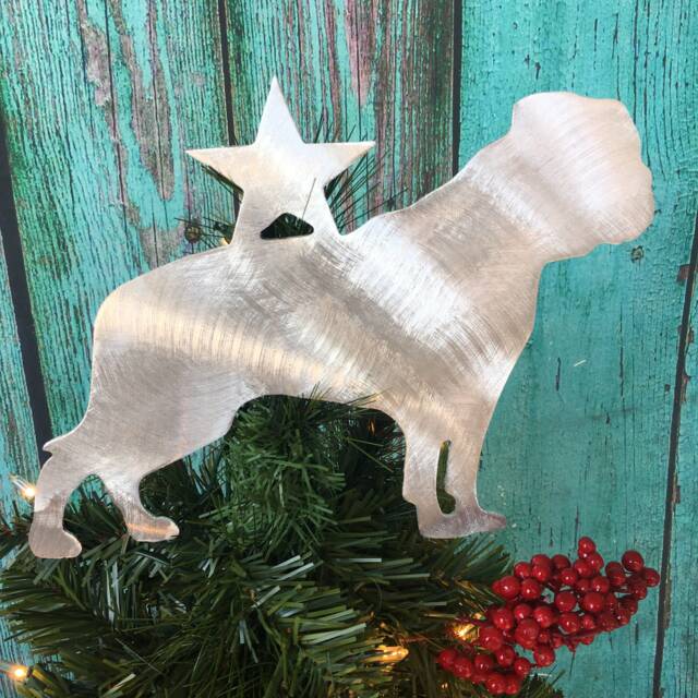 American Bulldog, Adorable Dog Christmas Tree Topper, Holiday Decoration, Wreath Aluminum, Lover Gift Ideas, Bull - image 1