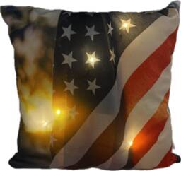 Led Pillow - Usa Flag, Us 4Th Of July Fourth Light Up Throw Pillow, Night Light, Night Lamp, Great Unique Gift Glow in The Dark - thumbnail 1