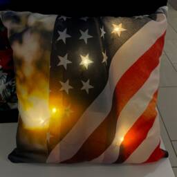 Led Pillow - Usa Flag, Us 4Th Of July Fourth Light Up Throw Pillow, Night Light, Night Lamp, Great Unique Gift Glow in The Dark - thumbnail 2