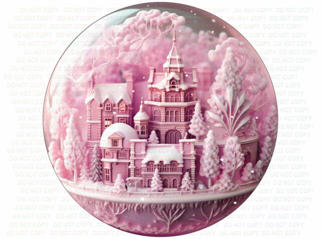 Pink Christmas Sign, Xmas Wreath Xmas, Wreath, Pink Snow Globe Snowglobe - image 1